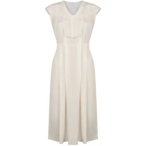 1920s Art Deco Ivory Silk Shirtwaister Dress
