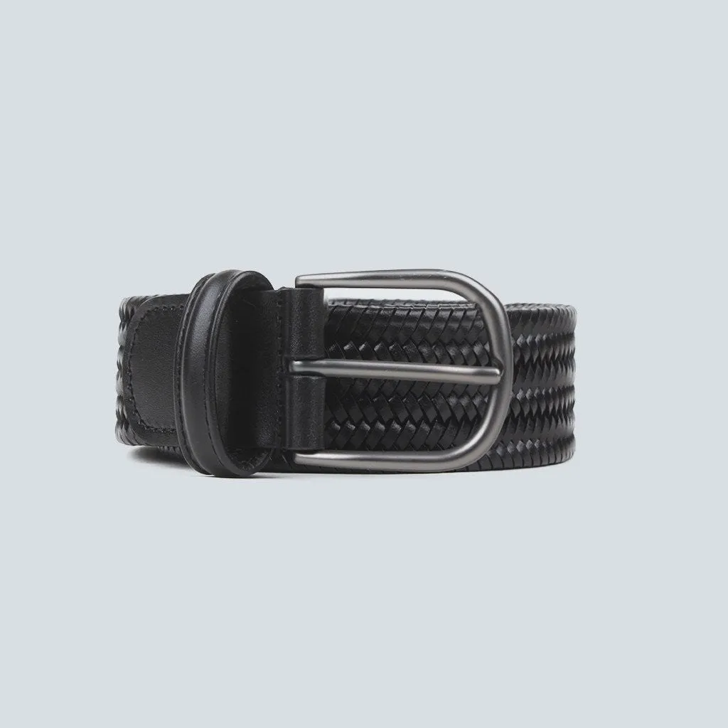 Anderson's - Woven Leather Belt - Black