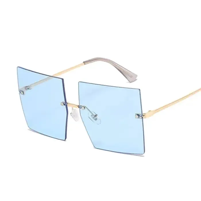 Get Noticed with Trendy Oversized Rimless Sunglasses!