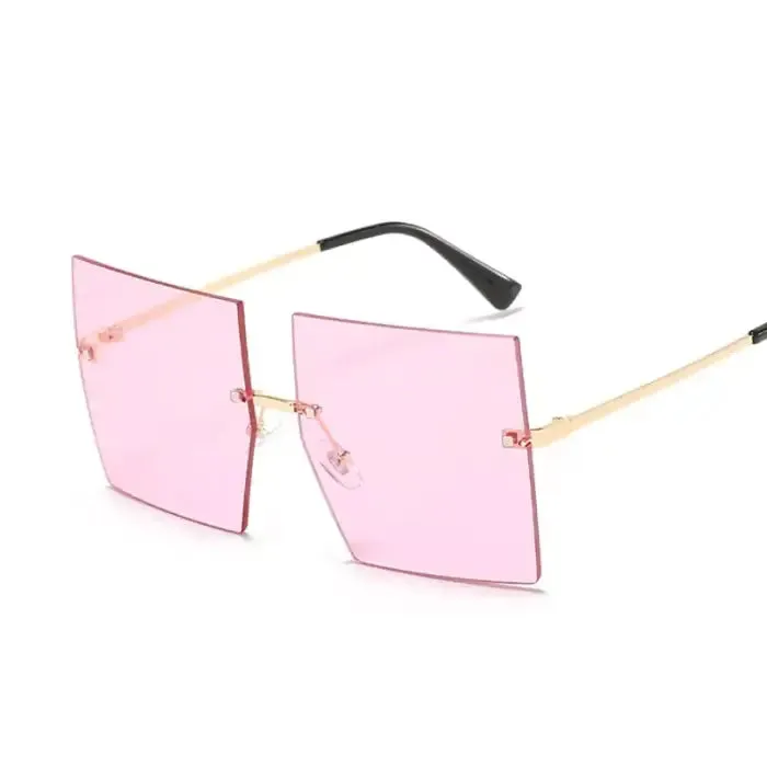 Get Noticed with Trendy Oversized Rimless Sunglasses!