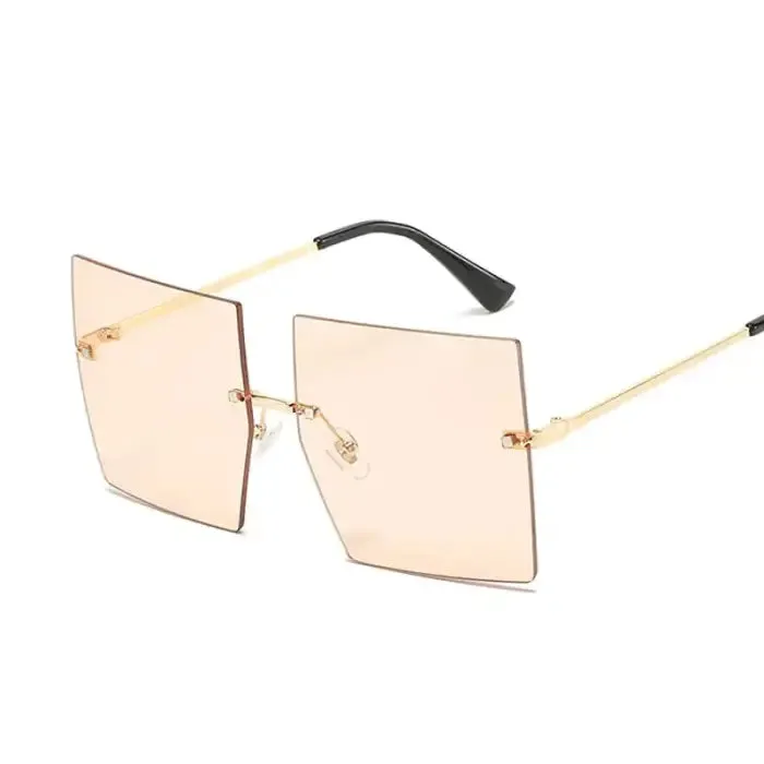 Get Noticed with Trendy Oversized Rimless Sunglasses!