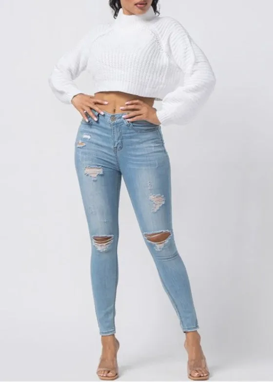 Hera Collection Mock Neck Sweater (Cream) 22600