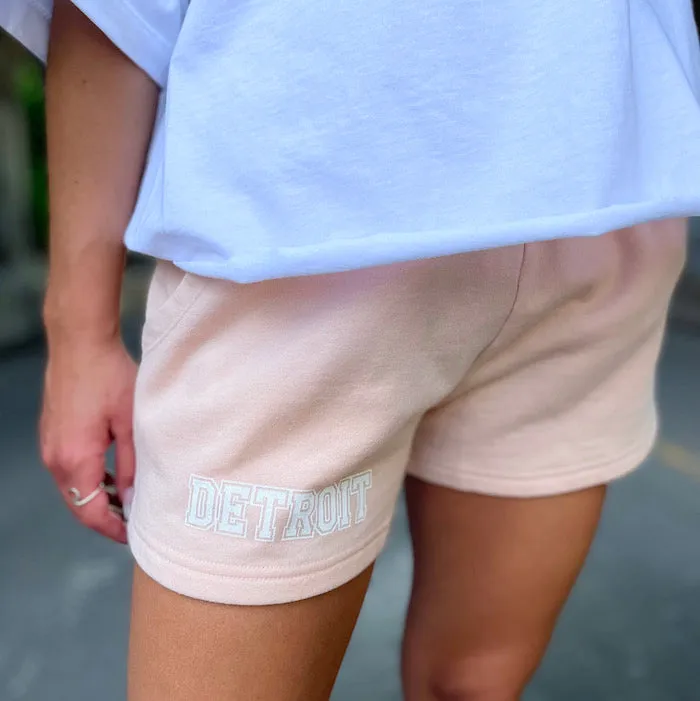 Ink Detroit Blush print Oversize Crop T-Shirt - White