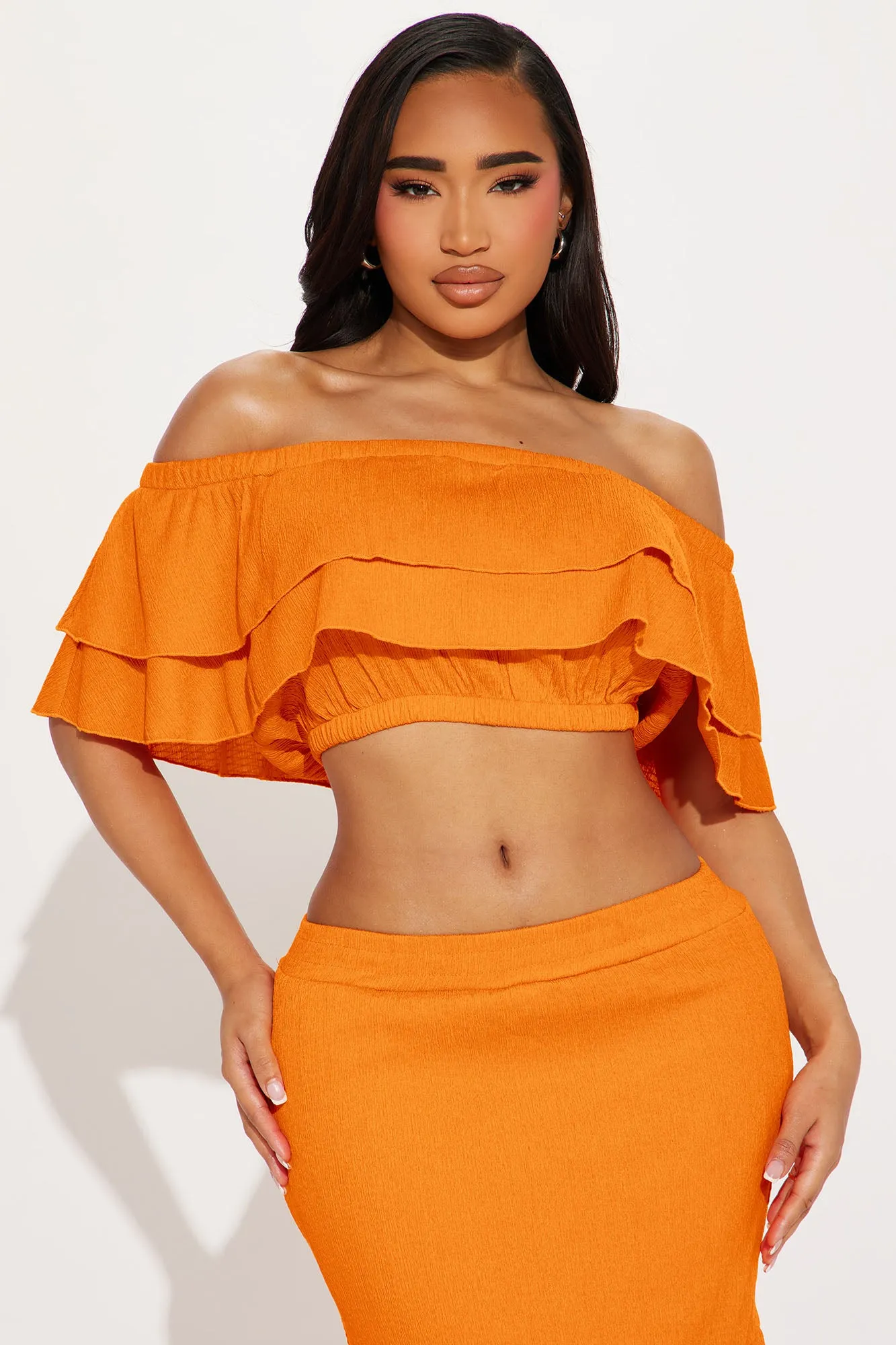 Noelle Tiered Skirt Set - Orange