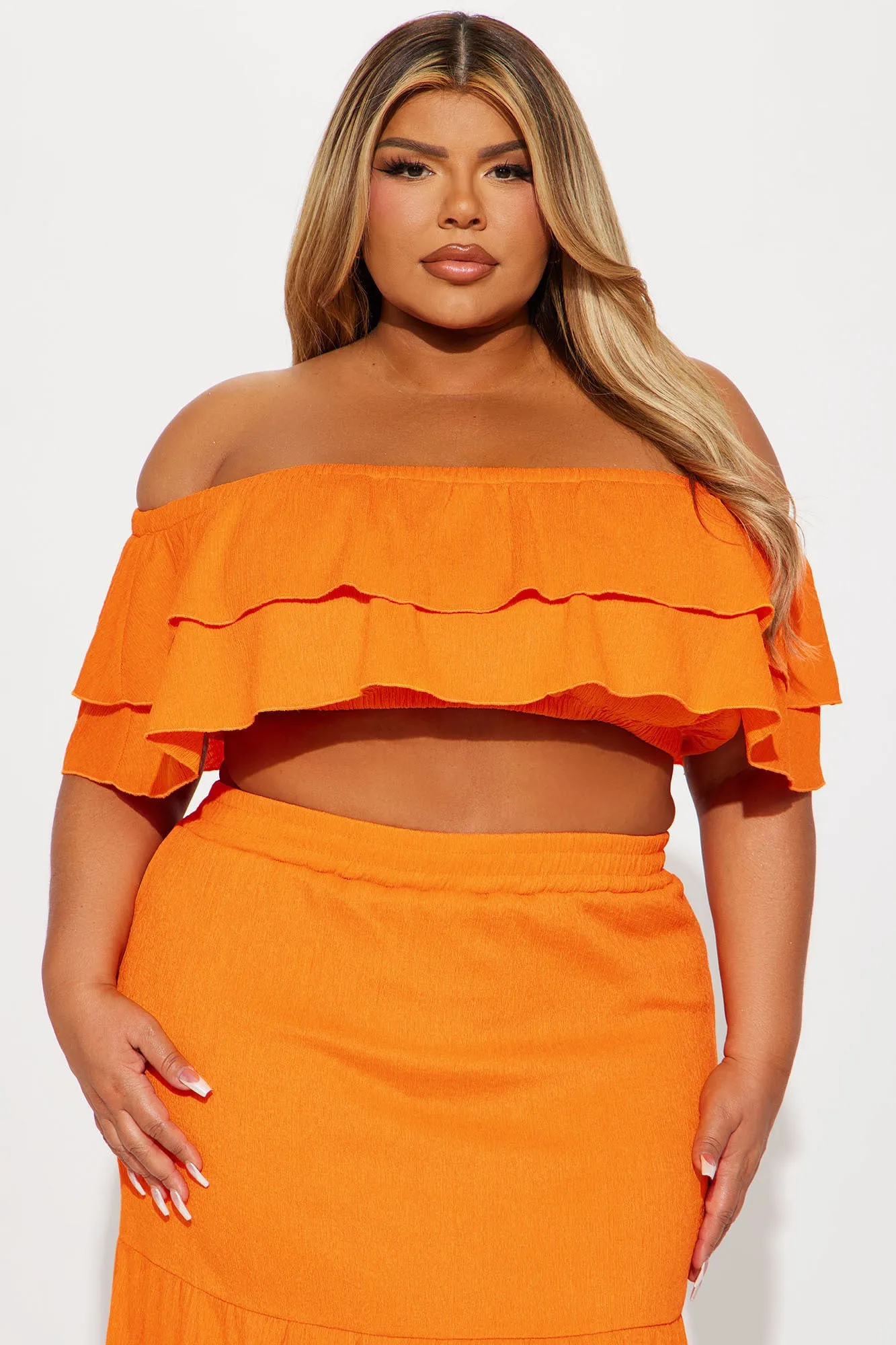 Noelle Tiered Skirt Set - Orange