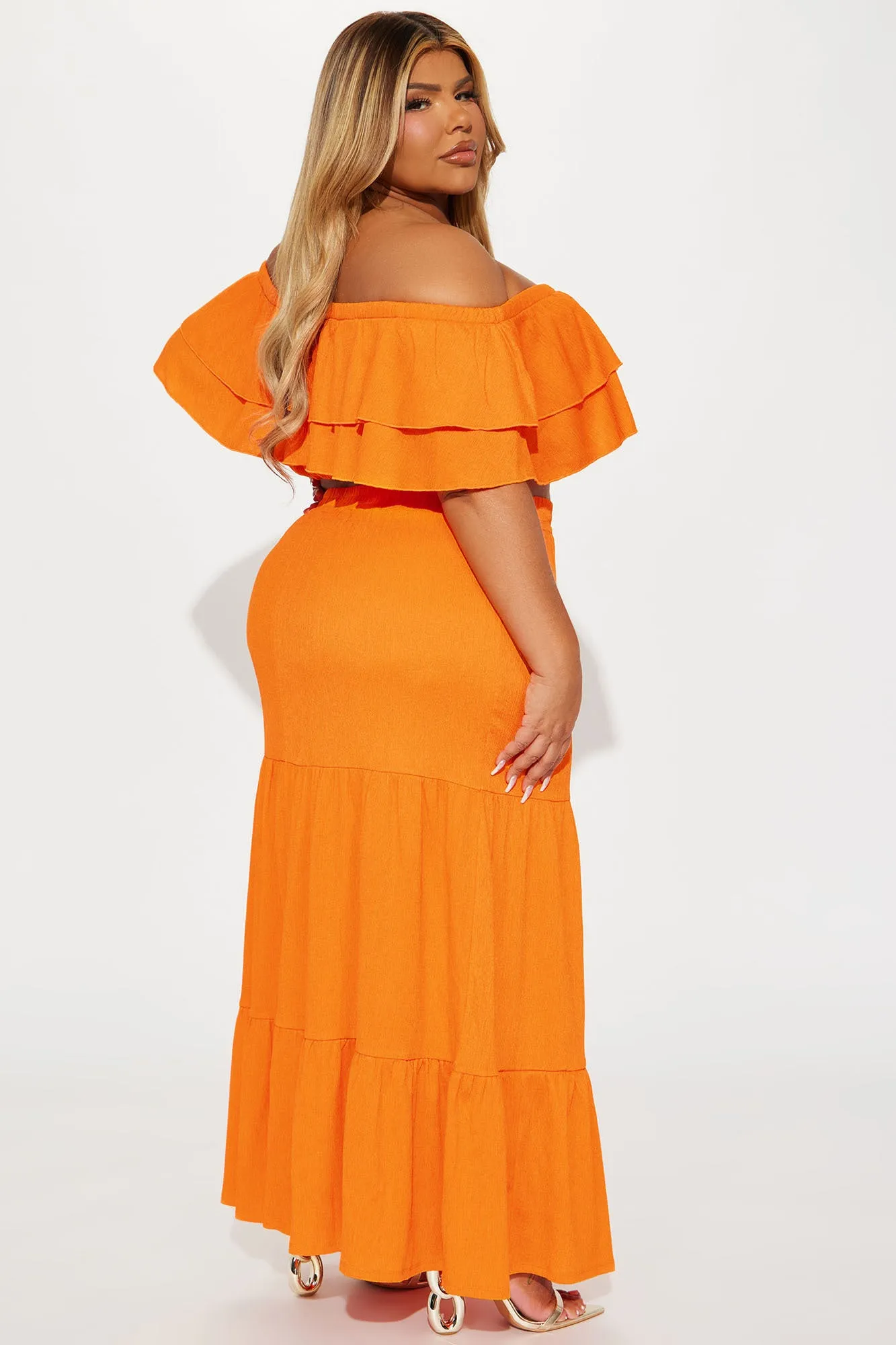 Noelle Tiered Skirt Set - Orange