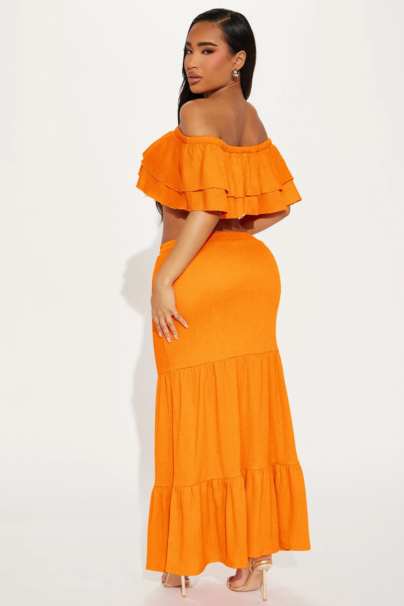 Noelle Tiered Skirt Set - Orange