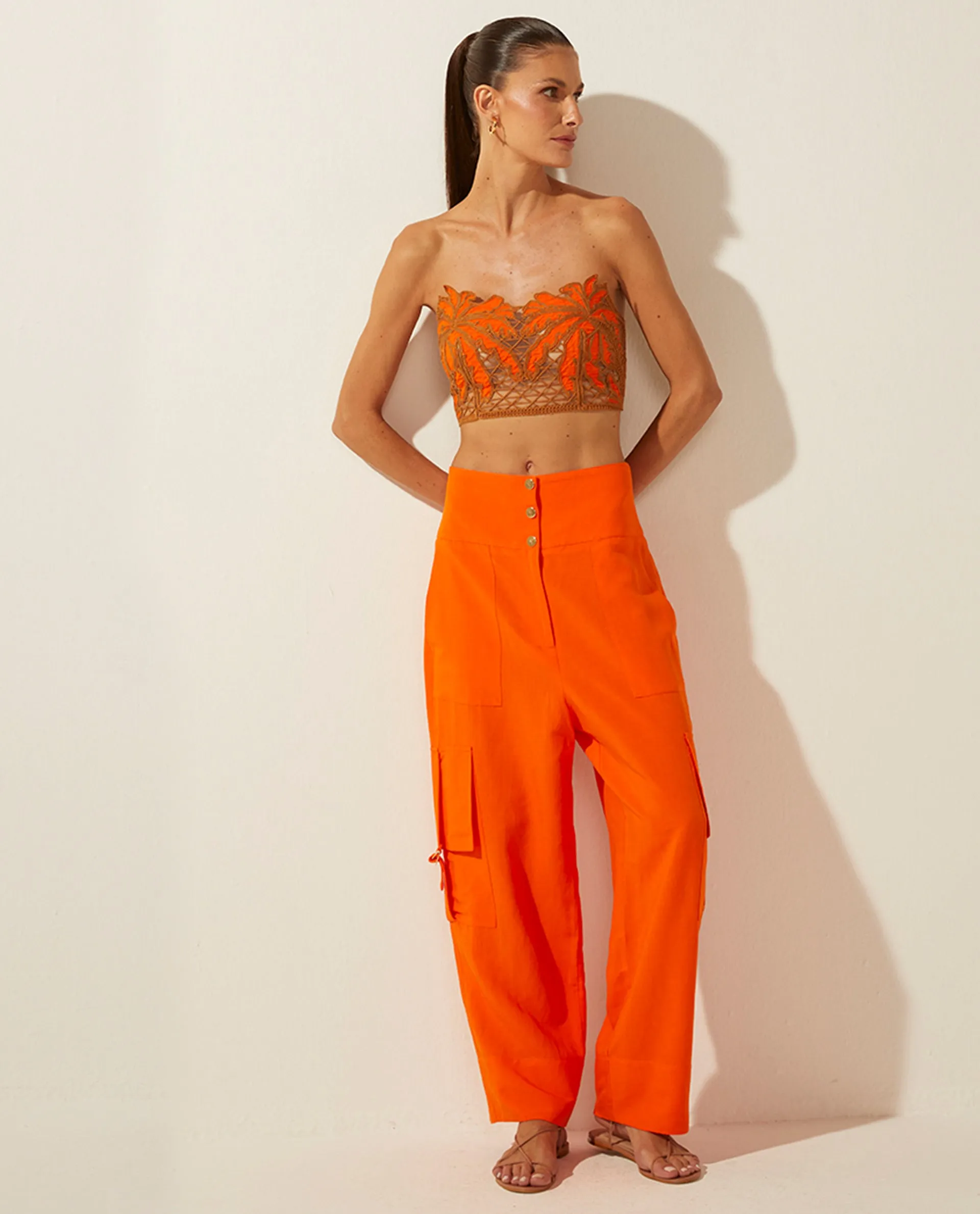 Palms Crop Top Orange