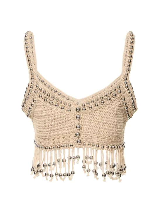 Rabanne   Cotton crochet fringed crop top 