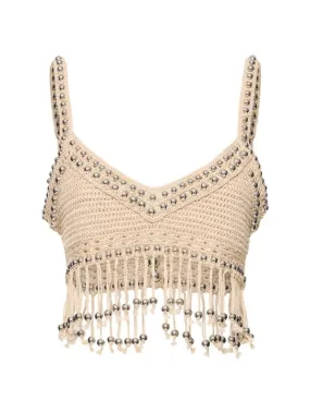 Rabanne   Cotton crochet fringed crop top 
