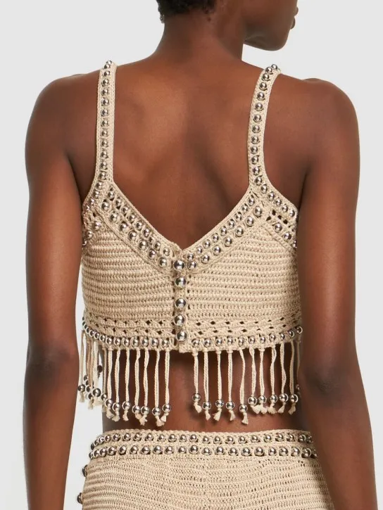 Rabanne   Cotton crochet fringed crop top 
