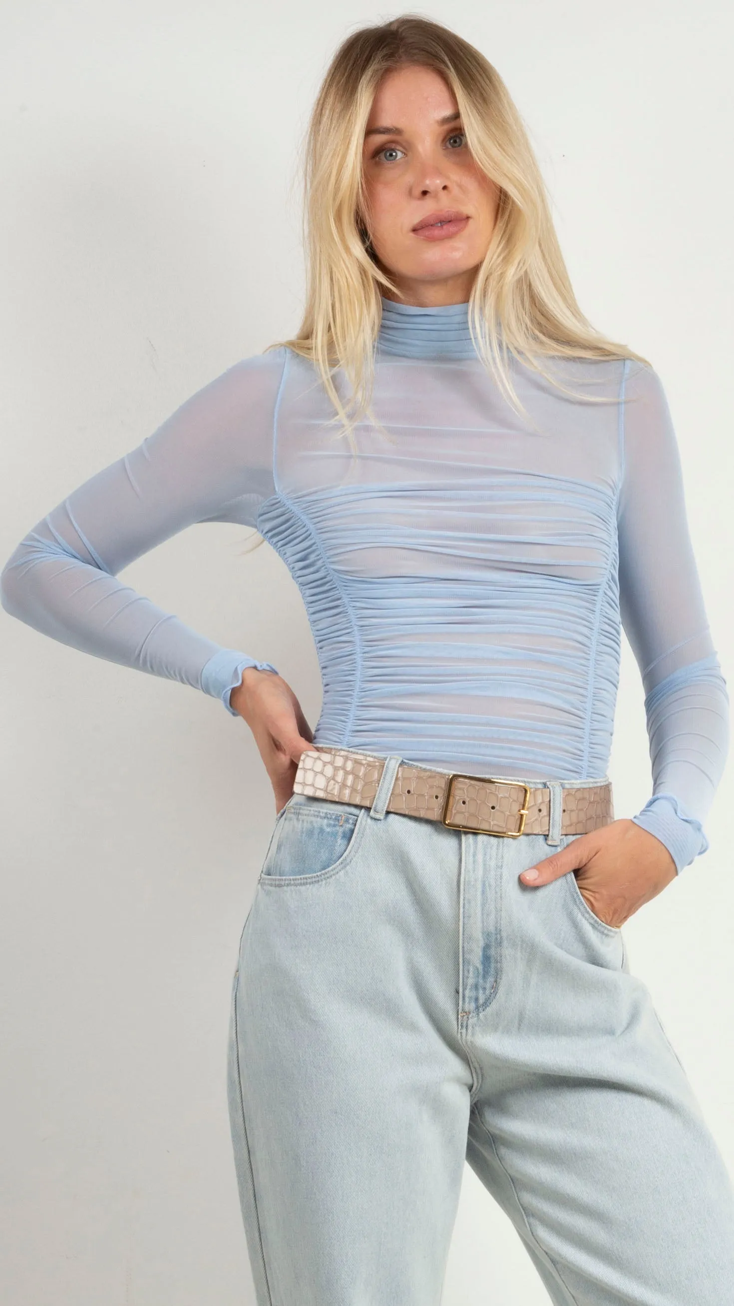 Under It All Printed Bodysuit - Silver Blues