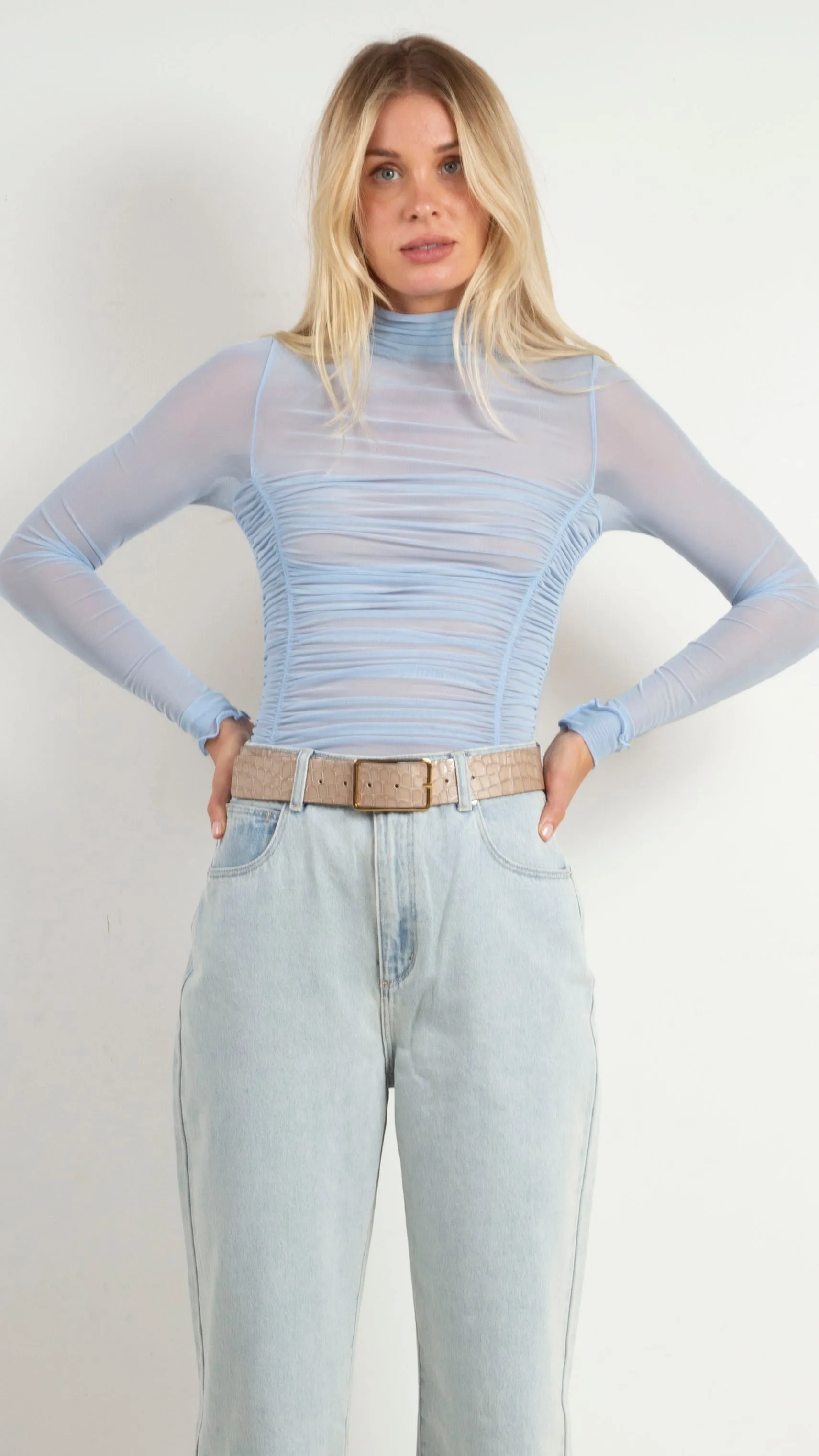 Under It All Printed Bodysuit - Silver Blues