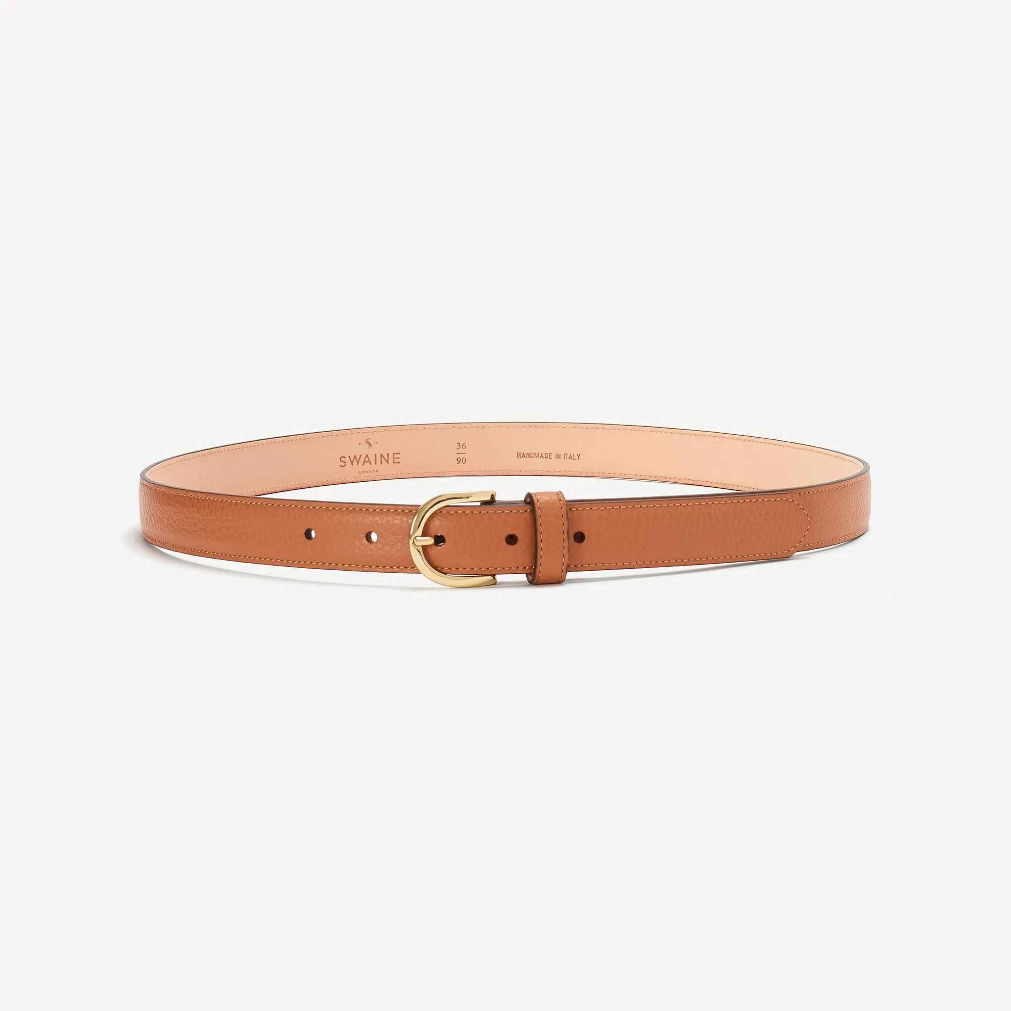 Women's Belt with Round Buckle - Tobacco