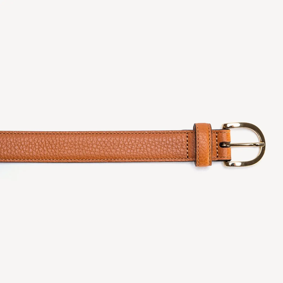 Women's Belt with Round Buckle - Tobacco