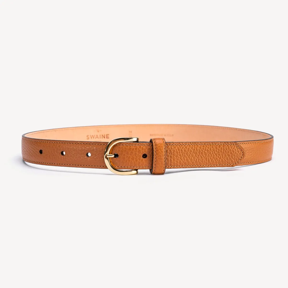 Women's Belt with Round Buckle - Tobacco